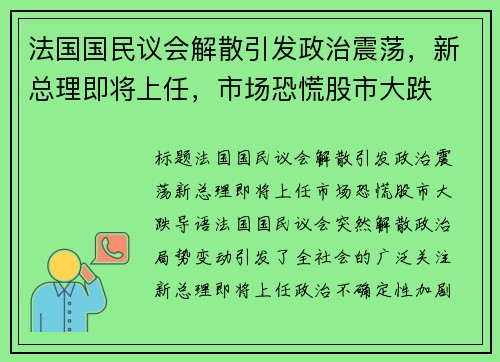 法国国民议会解散引发政治震荡，新总理即将上任，市场恐慌股市大跌